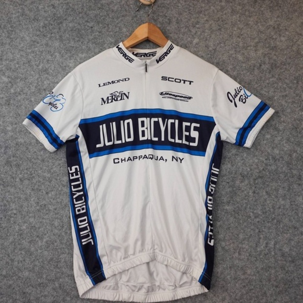 White Cycling Jersey Top Large Julio Bicycles‎ Logo Performance VERGE SPORT